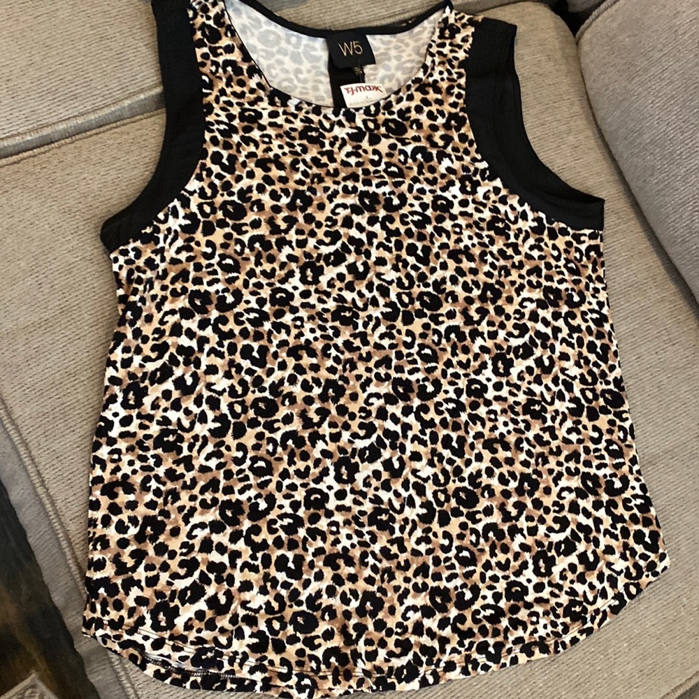 NWT leopard tank with sheer black line down back